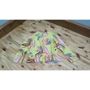 Tea Swim Rash Guard Shirt 18/24 months yellow with flowers